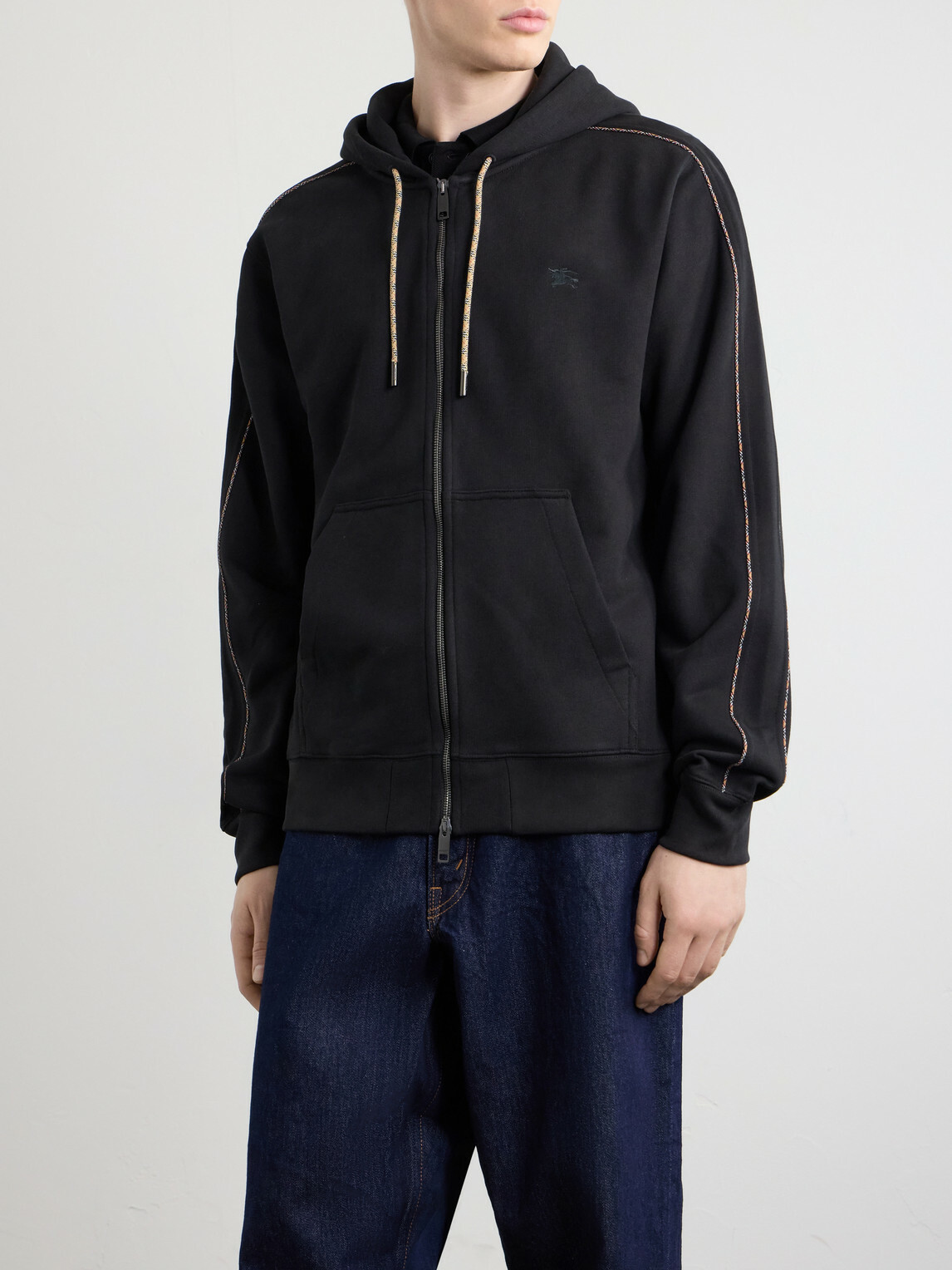 Burberry - Logo-Embroidered Cotton-Jersey Zip-Up Hoodie - Black