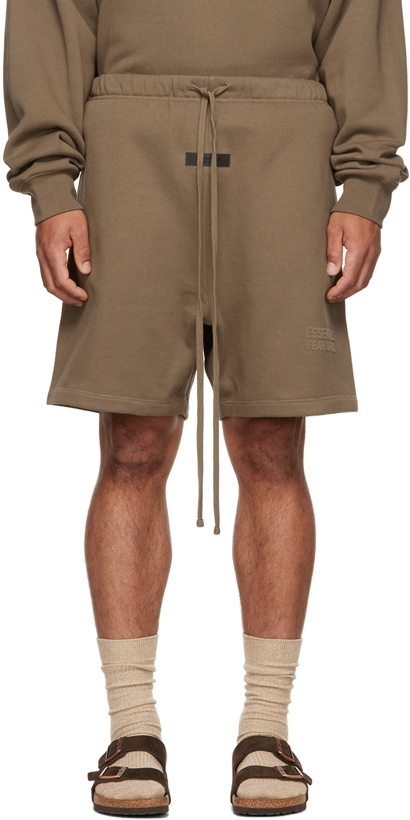 Photo: Essentials Brown Flocked Shorts