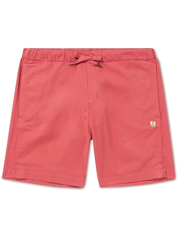 Photo: Armor Lux - Straight-Leg Logo-Appliquéd Cotton-Blend Drawstring Shorts - Red