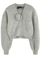 Rotate Sunday Floral-embellished Knitted Cardigan Grey