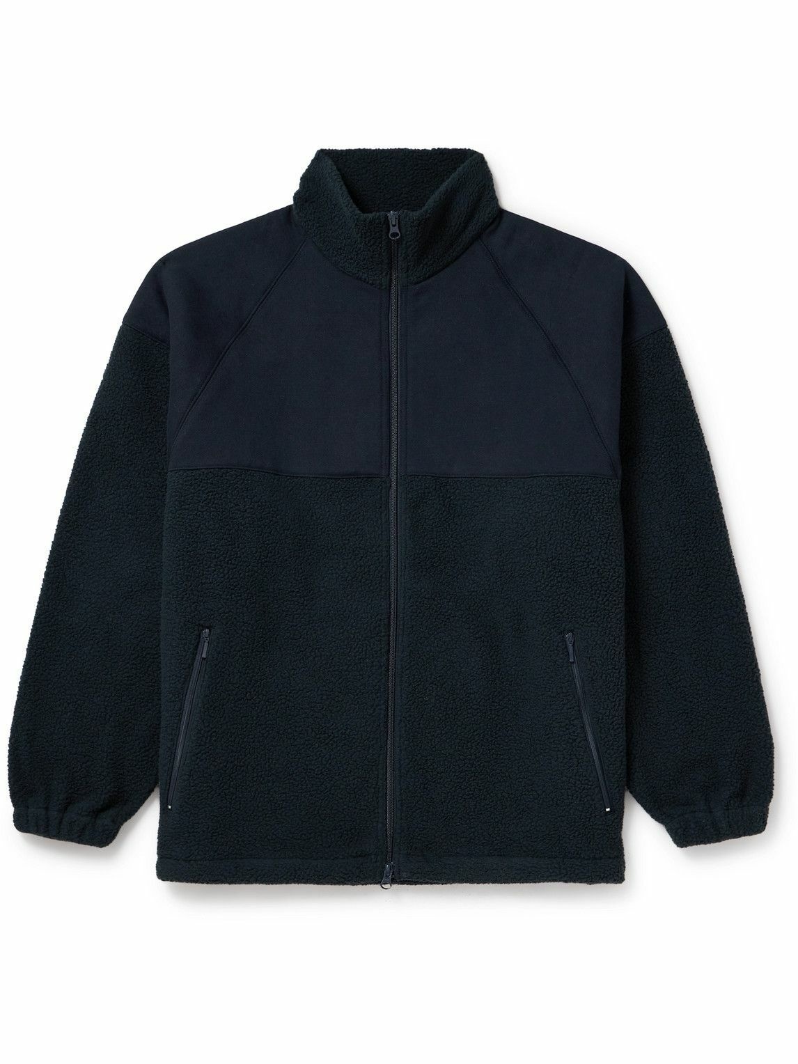 Photo: Beams Plus - Mil Panelled Cotton-Jersey and Fleece Zip-Up Jacket - Blue