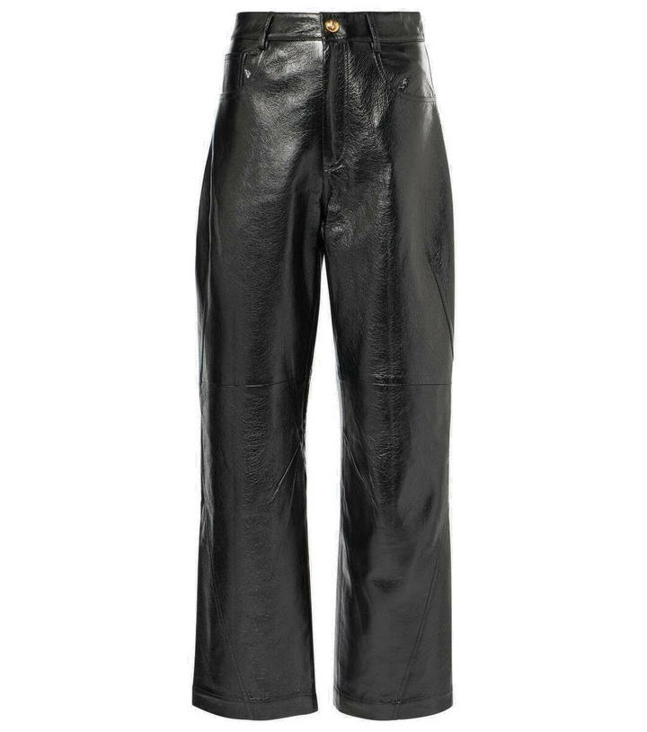Photo: Jacques Wei High-rise leather wide-leg pants