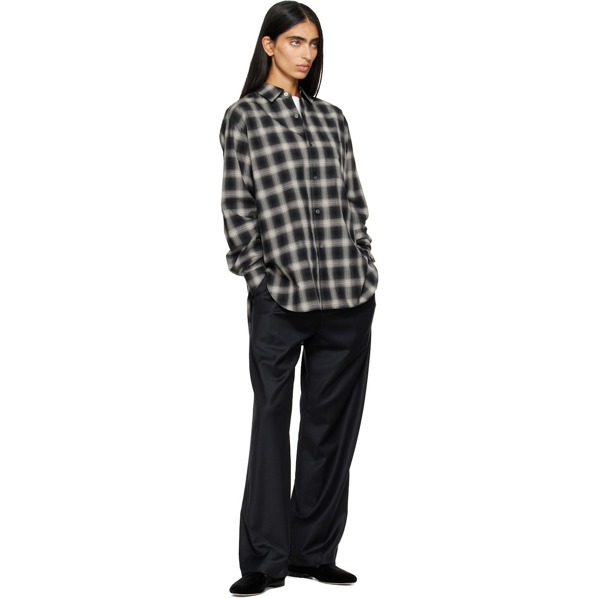 ssstein Black Cotton Oversized LS Shirt