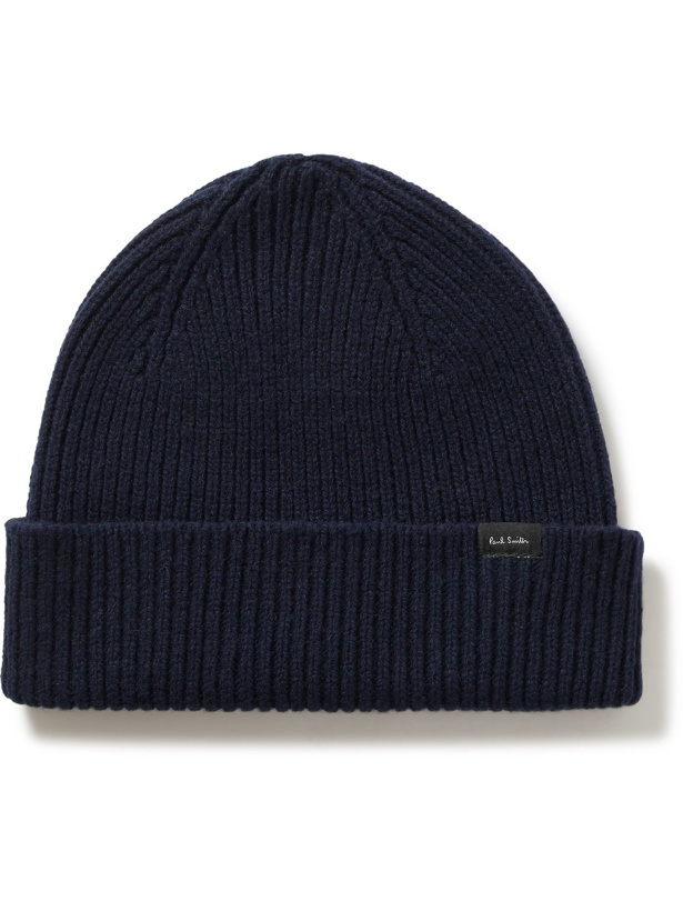 Photo: Paul Smith - Logo-Appliquéd Ribbed Cashmere and Wool-Blend Beanie