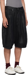 LU'U DAN Black Puffa Denim Shorts