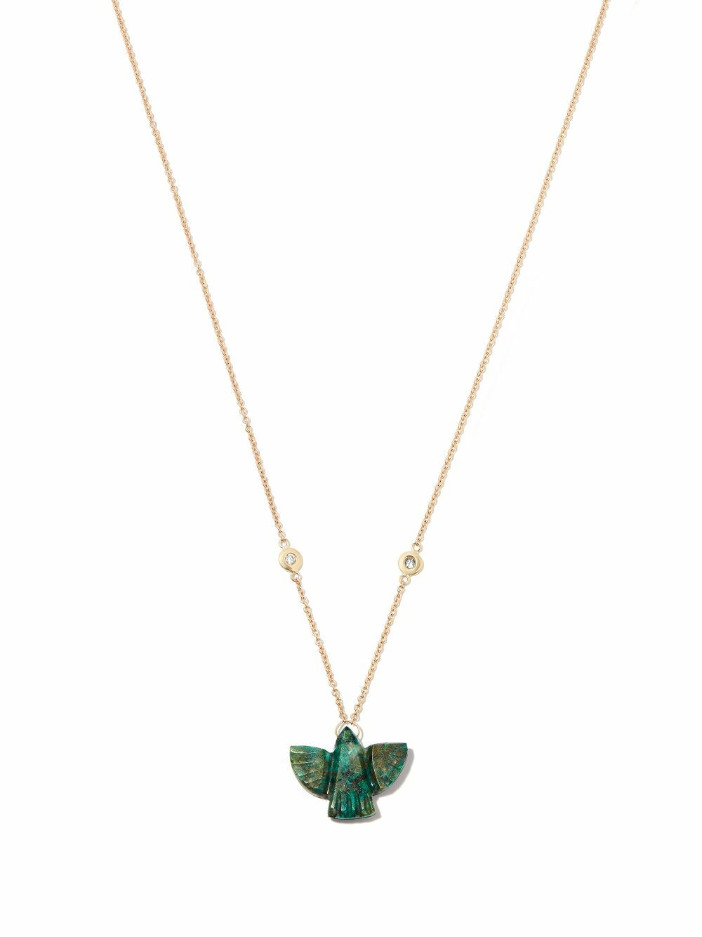 Jacquie Aiche 14K Yellow Gold Chrysocolla Thunderbird Diamond Necklace