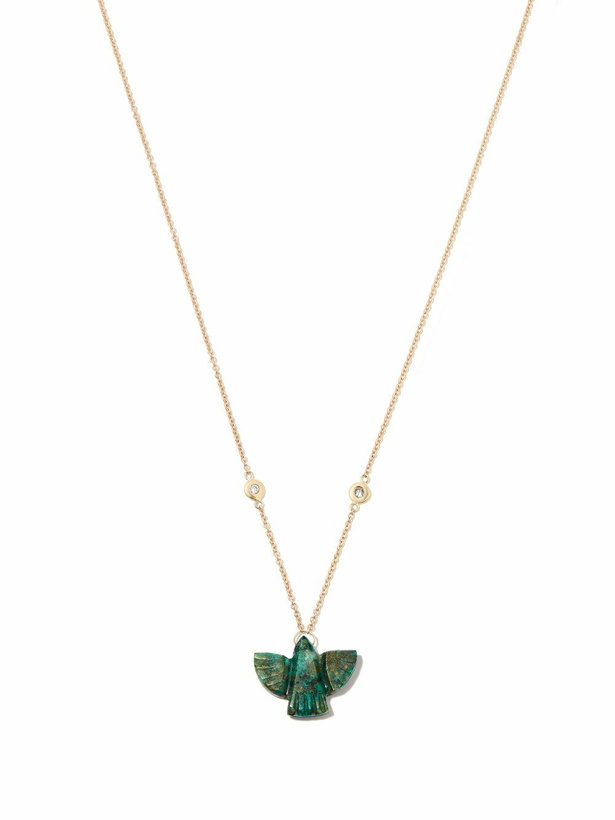 Photo: Jacquie Aiche 14K Yellow Gold Chrysocolla Thunderbird Diamond Necklace