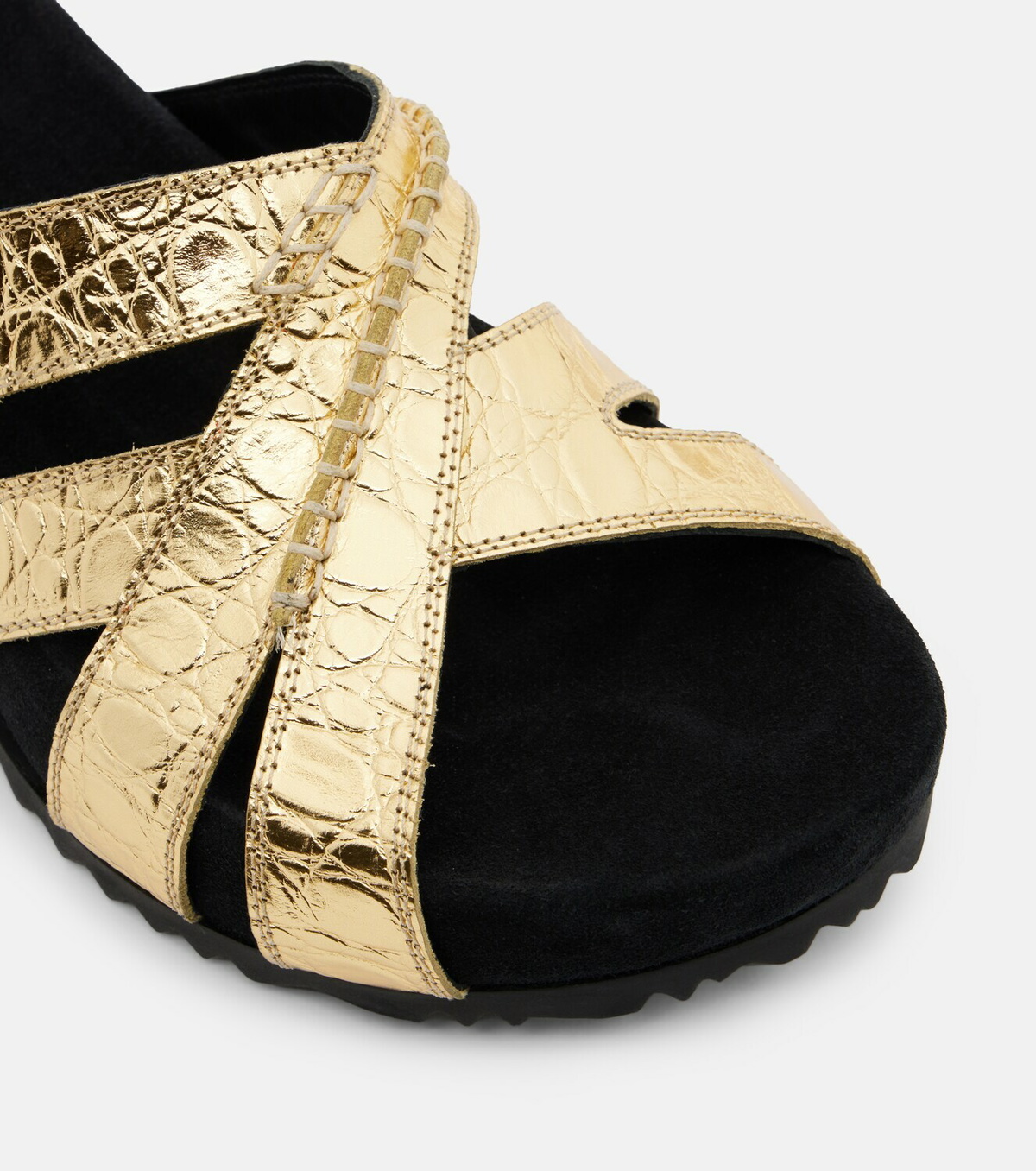 Dries Van Noten Metallic leather and suede slides
