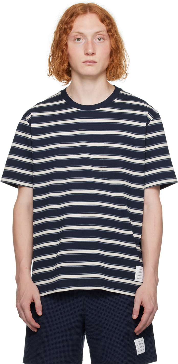 Thom Browne Navy Striped T-Shirt Thom Browne