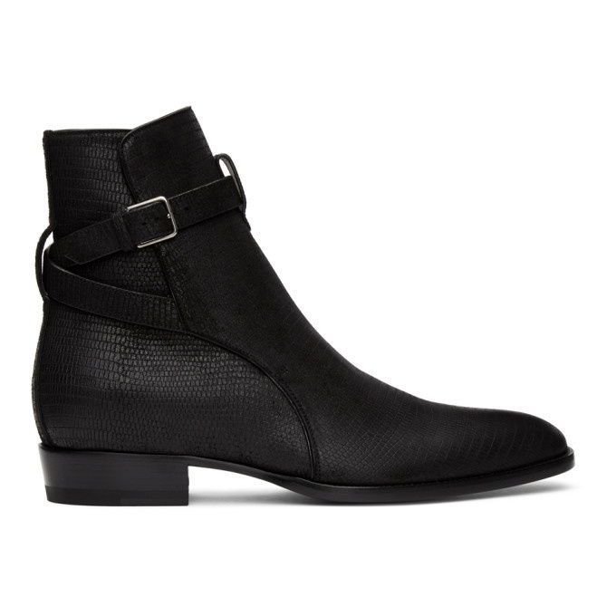 Photo: Saint Laurent Black Lizard Wyatt Jodhpur Boots