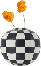 L'OBJET White & Black Small Damier Vase