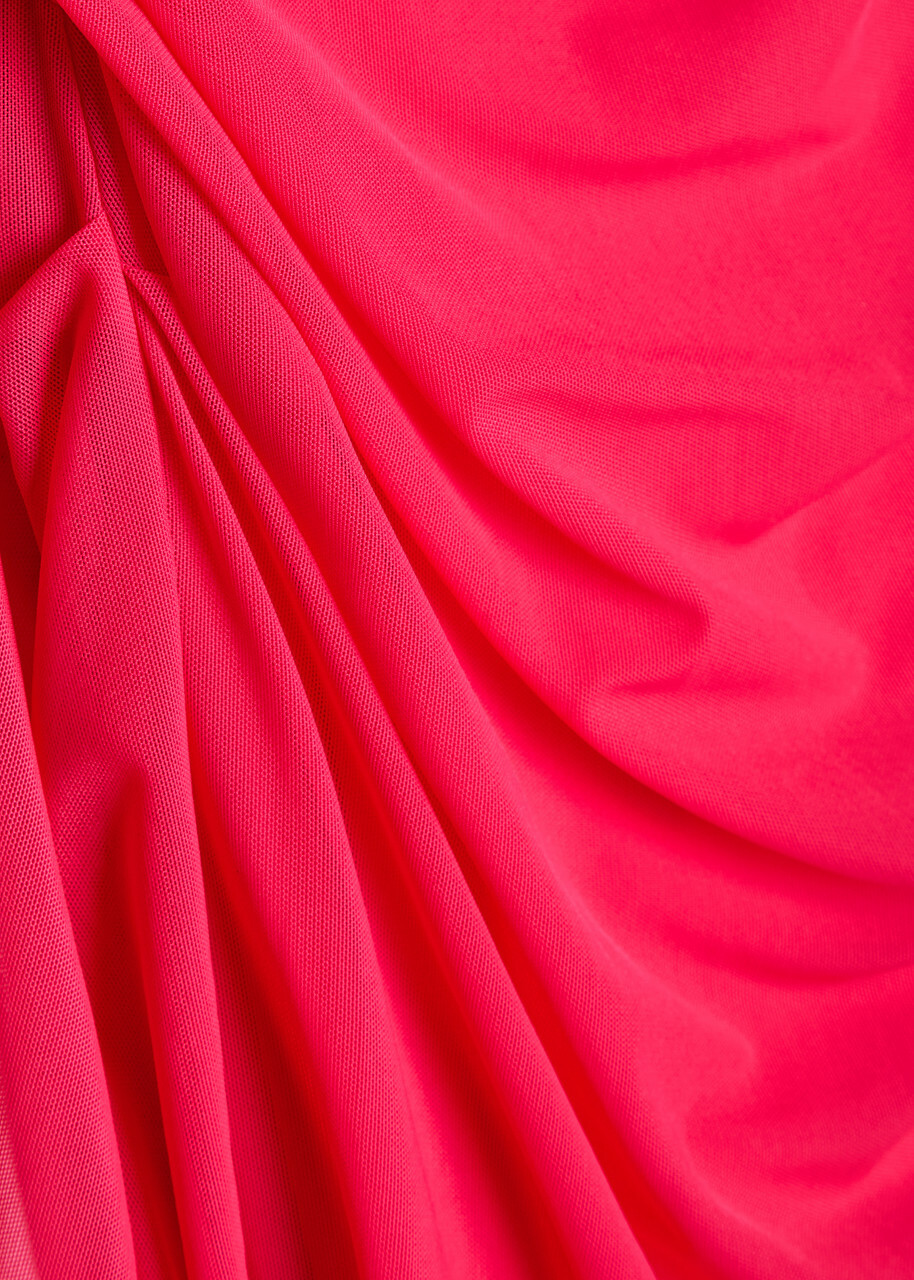 Talbot Runhof Cape-effect Stretch-tulle Gown Dark Pink