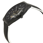 Swatch White Side Quartz Black Skeleton Dial Mens Watch SS07B101