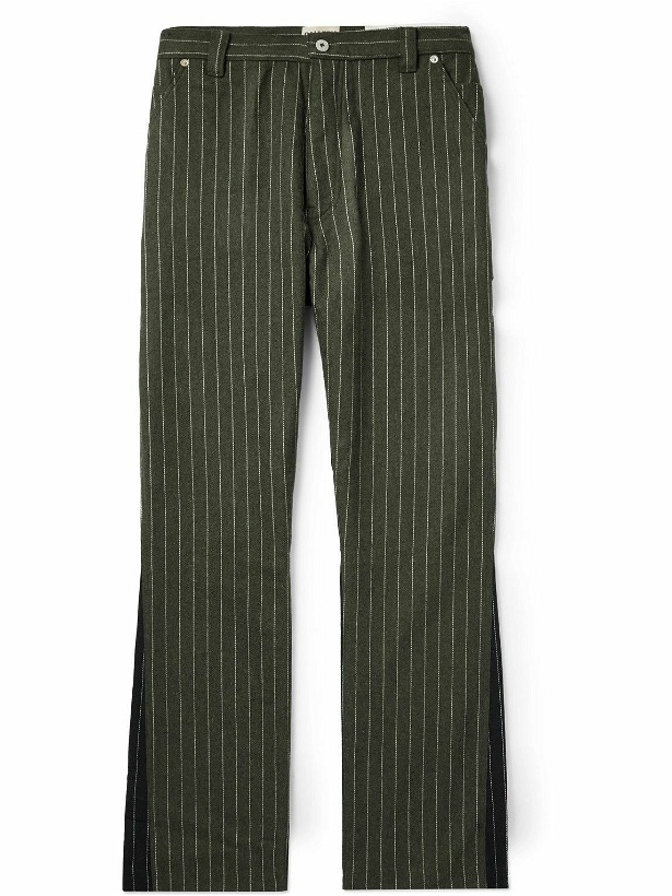 Photo: Gallery Dept. - Business Carpenter Straight-Leg Pinstriped Woven Trousers - Green