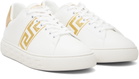 Versace White Greca Embroidered Nylon Faux-Leather Sneakers