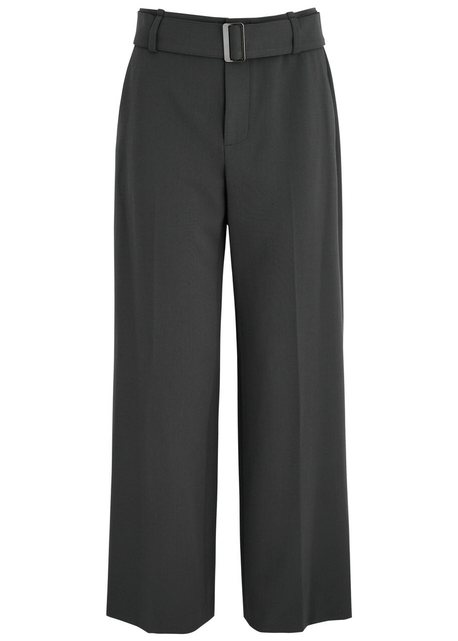 Vince Belted Wide-leg Trousers Grey
