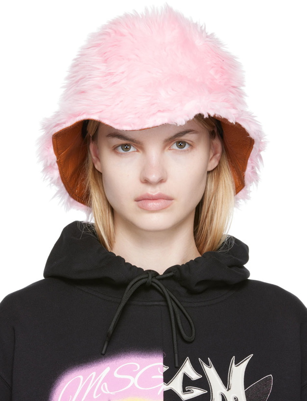 Photo: MSGM Pink Faux-Fur Bucket Hat