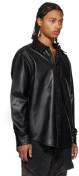 Y/Project Black Hook-Eye Faux-Leather Shirt