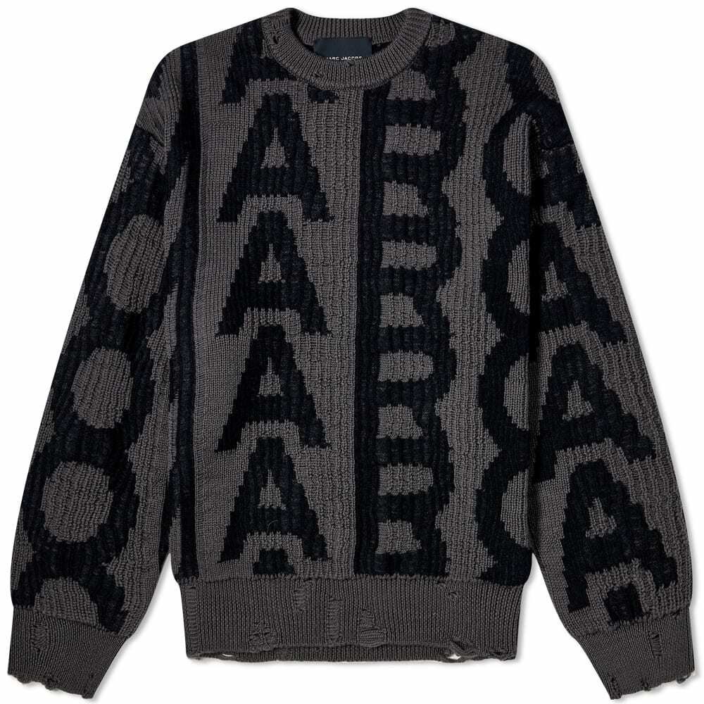 Photo: Marc Jacobs Women's Monogram Distressed Sweater in Black/Charcoal
