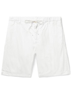 Hartford - Tank Pleated Cotton-Twill Drawstring Shorts - White