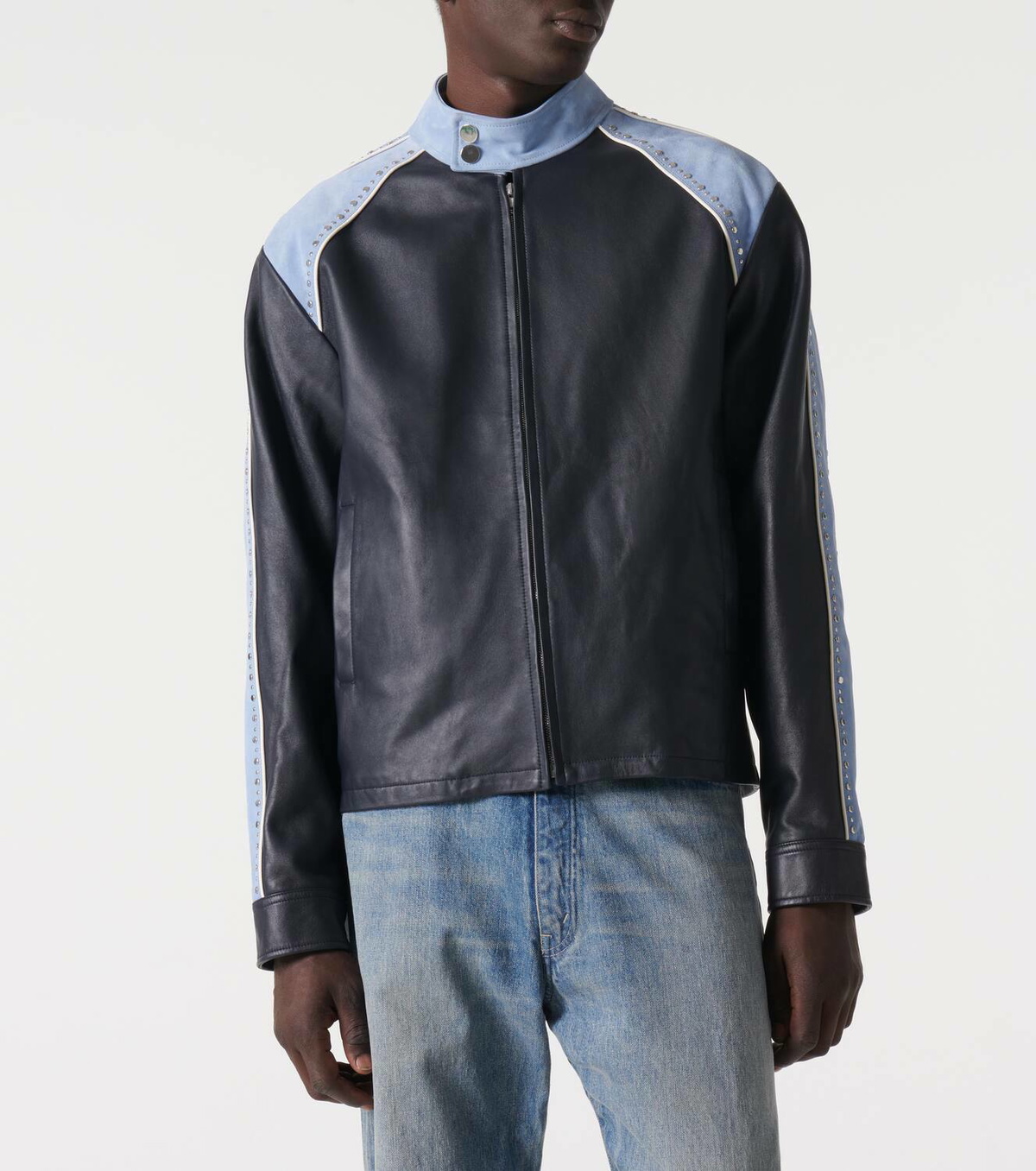 Wales Bonner Marvel colorblocked leather jacket