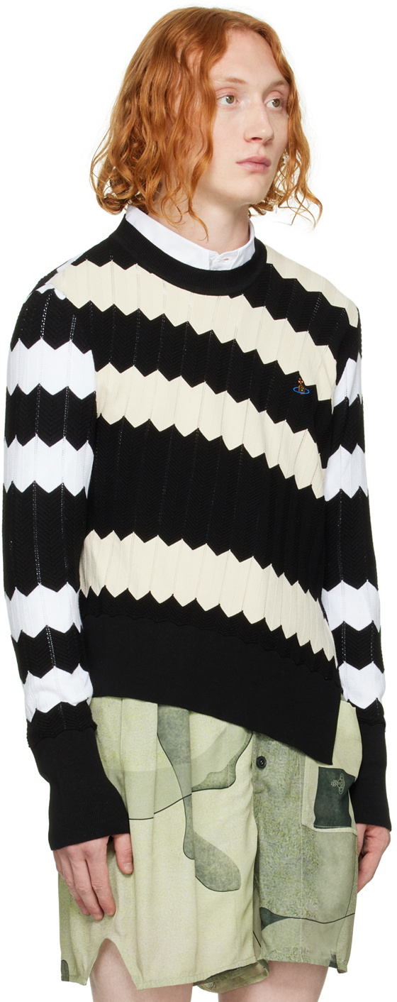 Vivienne Westwood White Black Chevron Sweater Vivienne Westwood