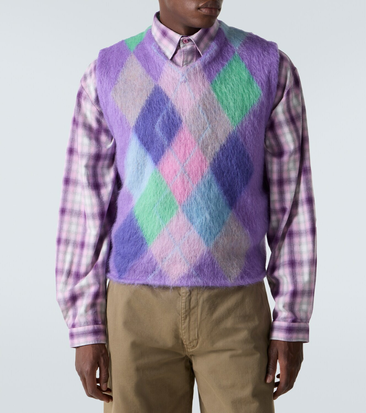 ERL Checked mohair-blend sweater vest