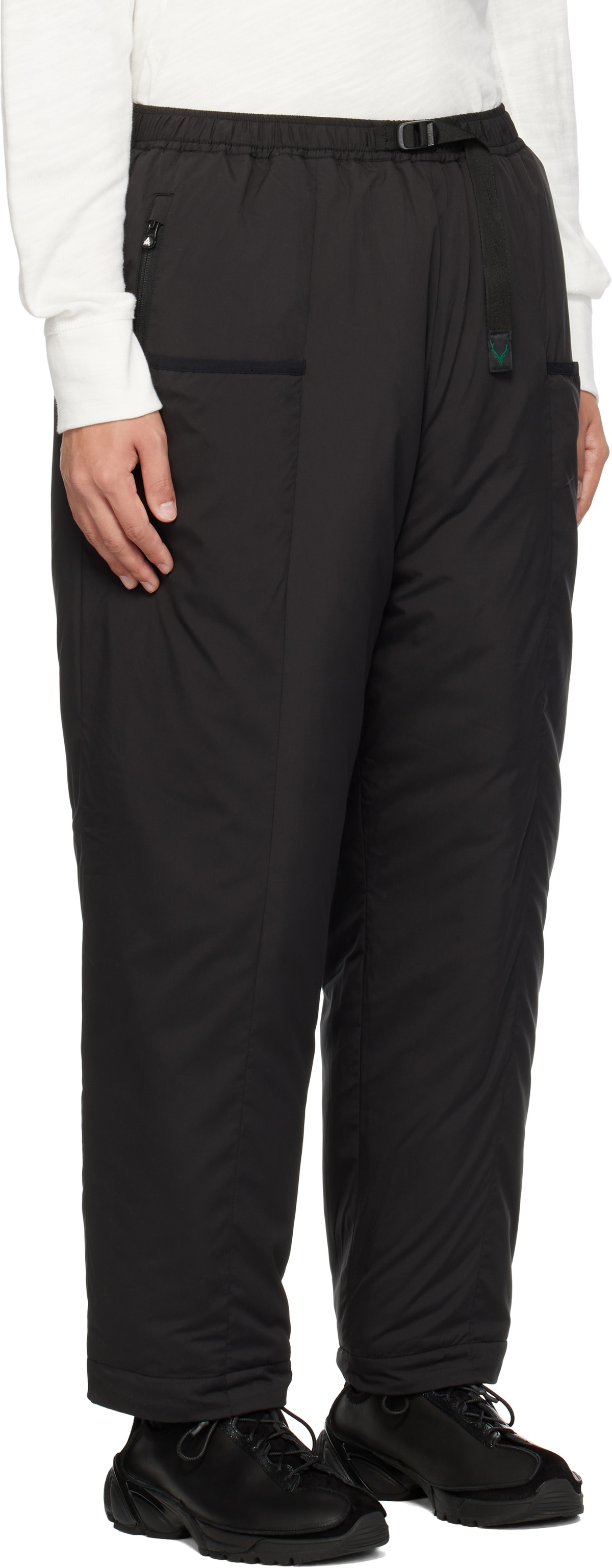 South2 West8 Black Insulator Belted Trousers