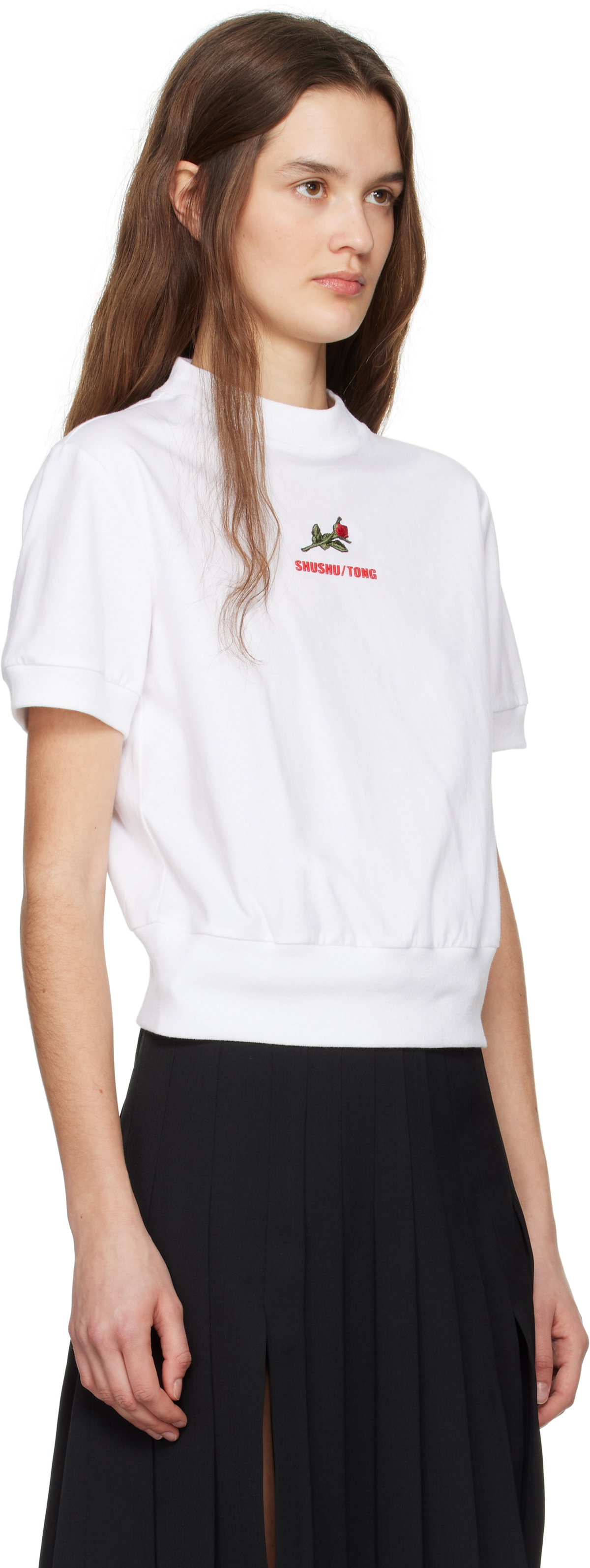 SHUSHU/TONG White Rose Embroidered T-shirt