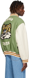 Kenzo Green & White Kenzo Paris VERDY Edition Varsity Bomber Jacket