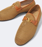 Valentino Garavani Wolfe VLogo leather-trimmed raffia loafers