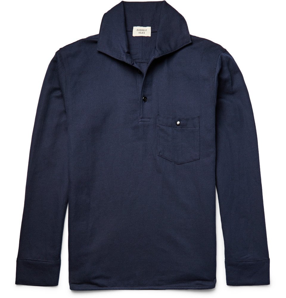 Everest Isles - Woven Polo Shirt - Men - Navy