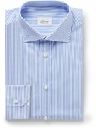 Brioni - Cutaway-Collar Striped Cotton Shirt - Blue