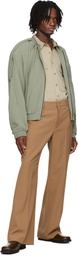 RECTO Khaki 80s Tucked Detail Disco Bomber Jacket
