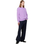 vowels Purple Cable Knit Crewneck Sweater