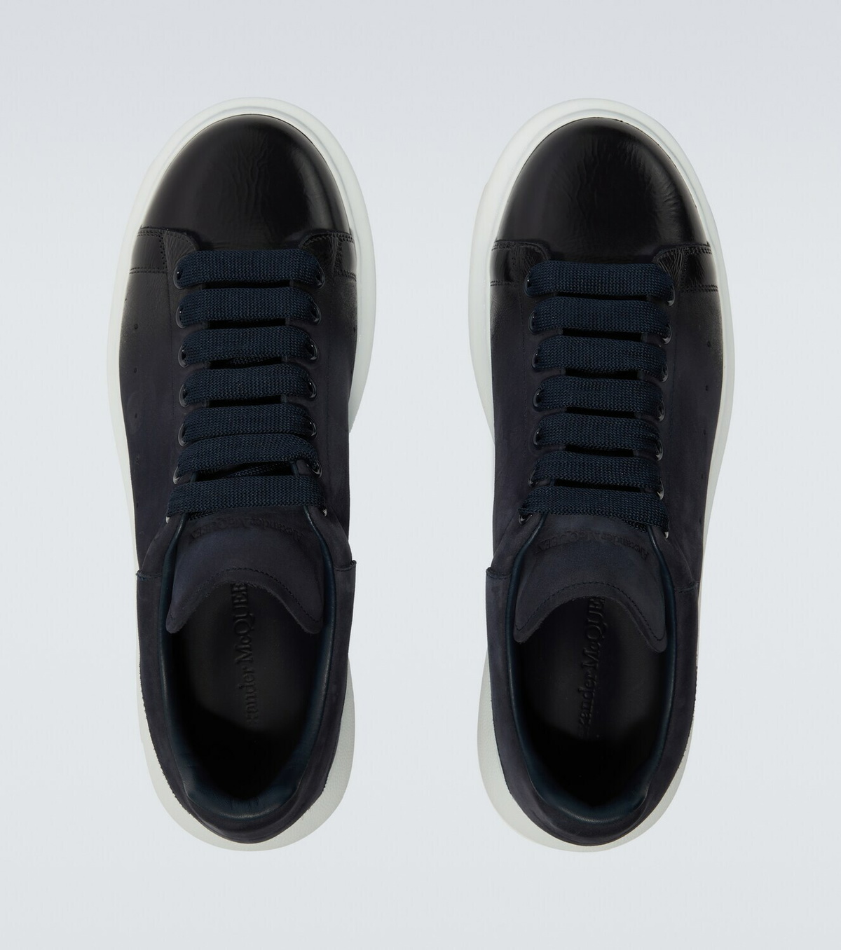 McQueen Oversized suede-trimmed leather sneakers