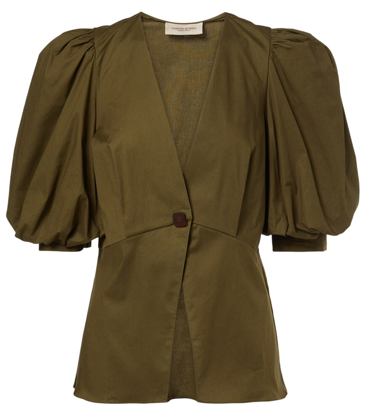 Photo: Adriana Degreas Puff-sleeve cotton-blend top