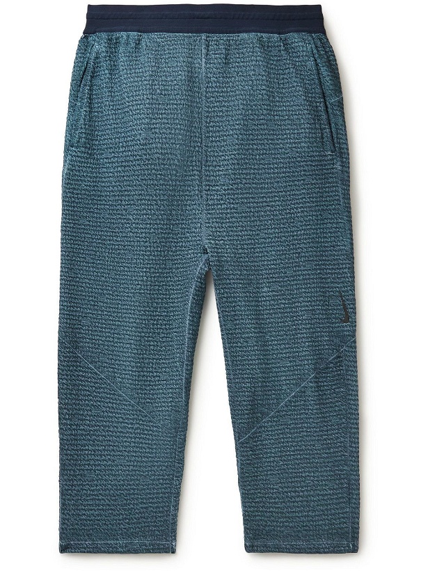 Photo: Nike Training - Cropped Cotton-Blend Dri-FIT Yoga Sweatpants - Blue