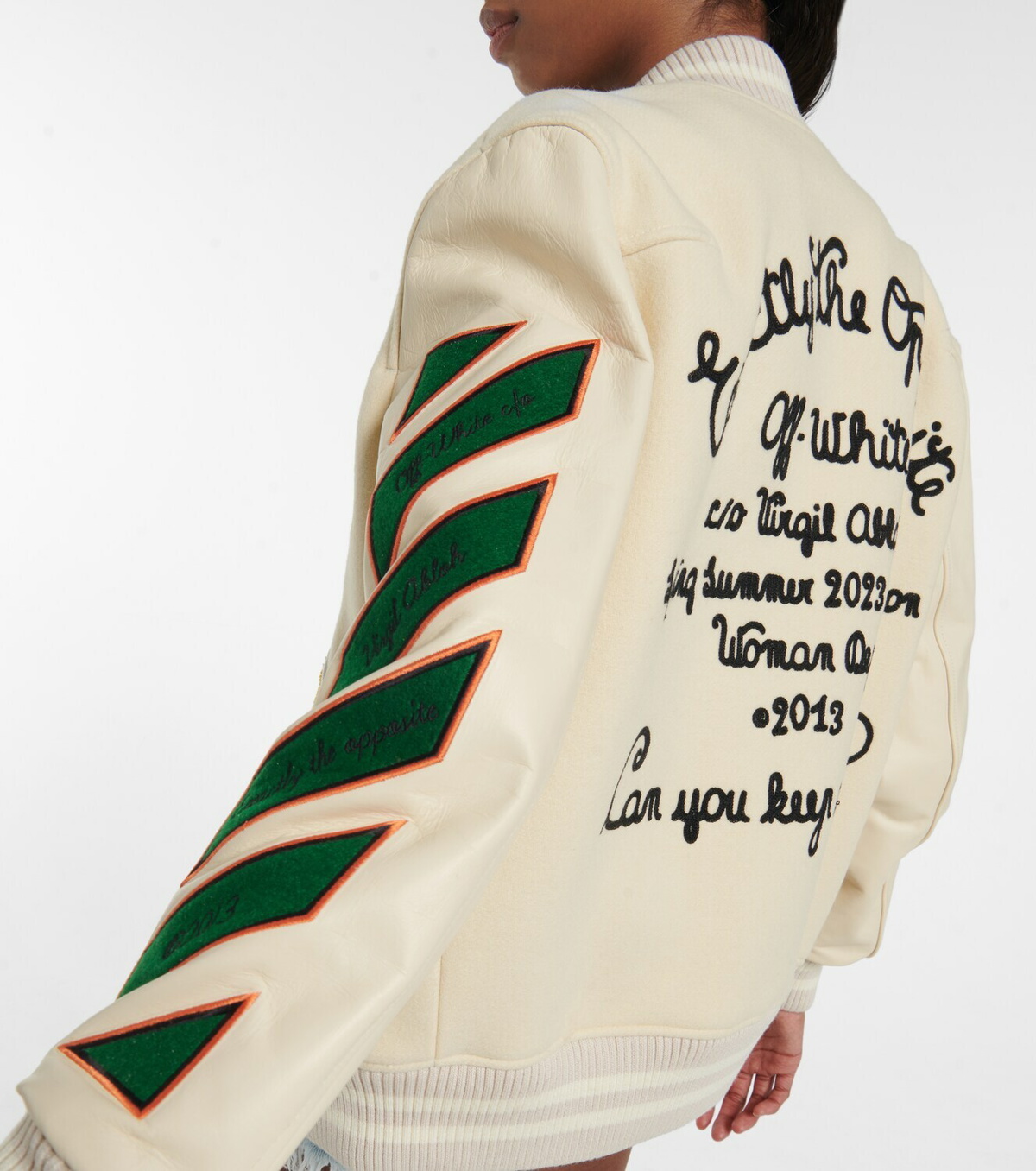 Off-White - Appliqué wool-blend varsity jacket