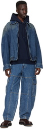 Solid Homme Blue Balloon Denim Cargo Pants