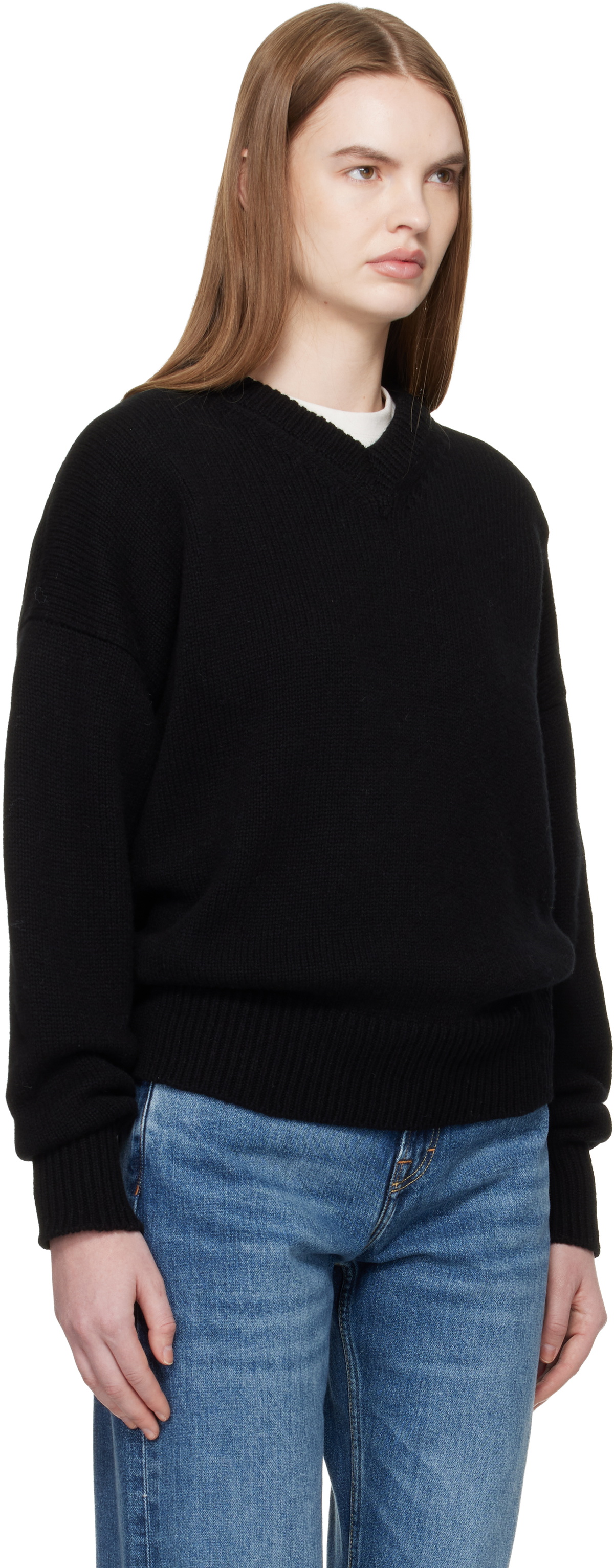 &Daughter Black Balla Slouch V-Neck Sweater