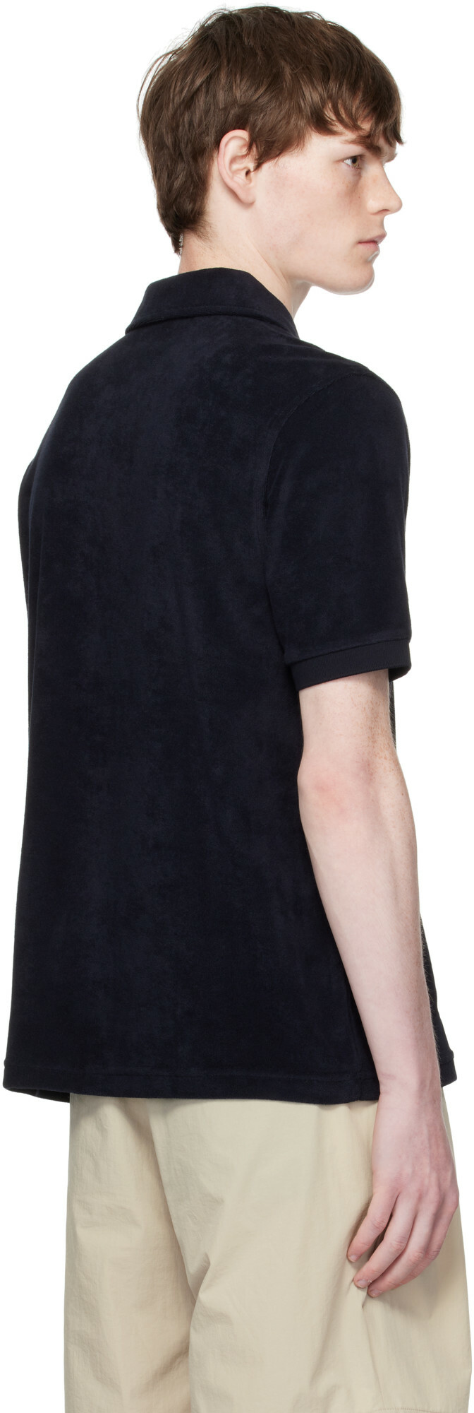 Fred Perry Navy Open Collar Towelling Polo