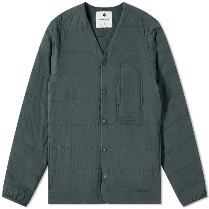 Photo: Snow Peak Men's Flexible Insulated Cardigan in Forest Green