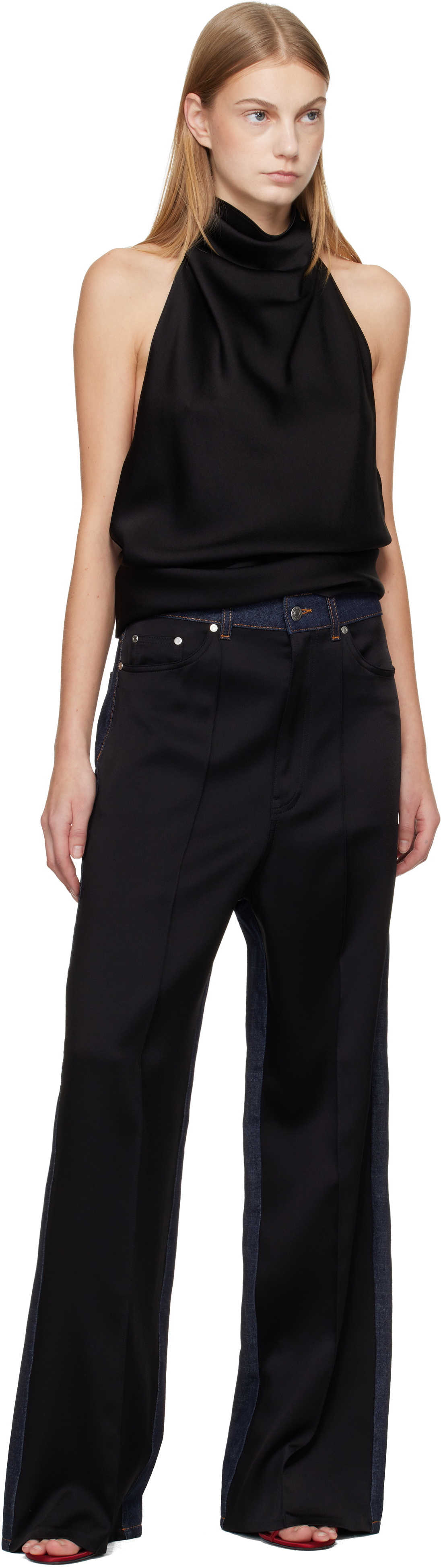 Stella McCartney Black Satin Halterneck Top