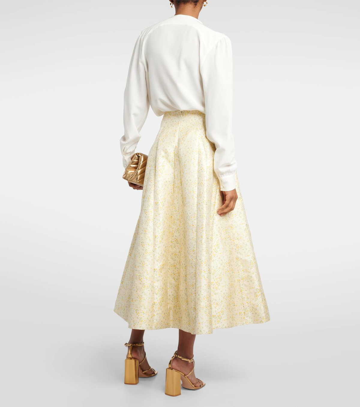 Markarian Marjorie floral brocade midi skirt