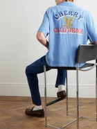 Cherry Los Angeles - Camp-Collar Embroidered Jersey Shirt - Blue