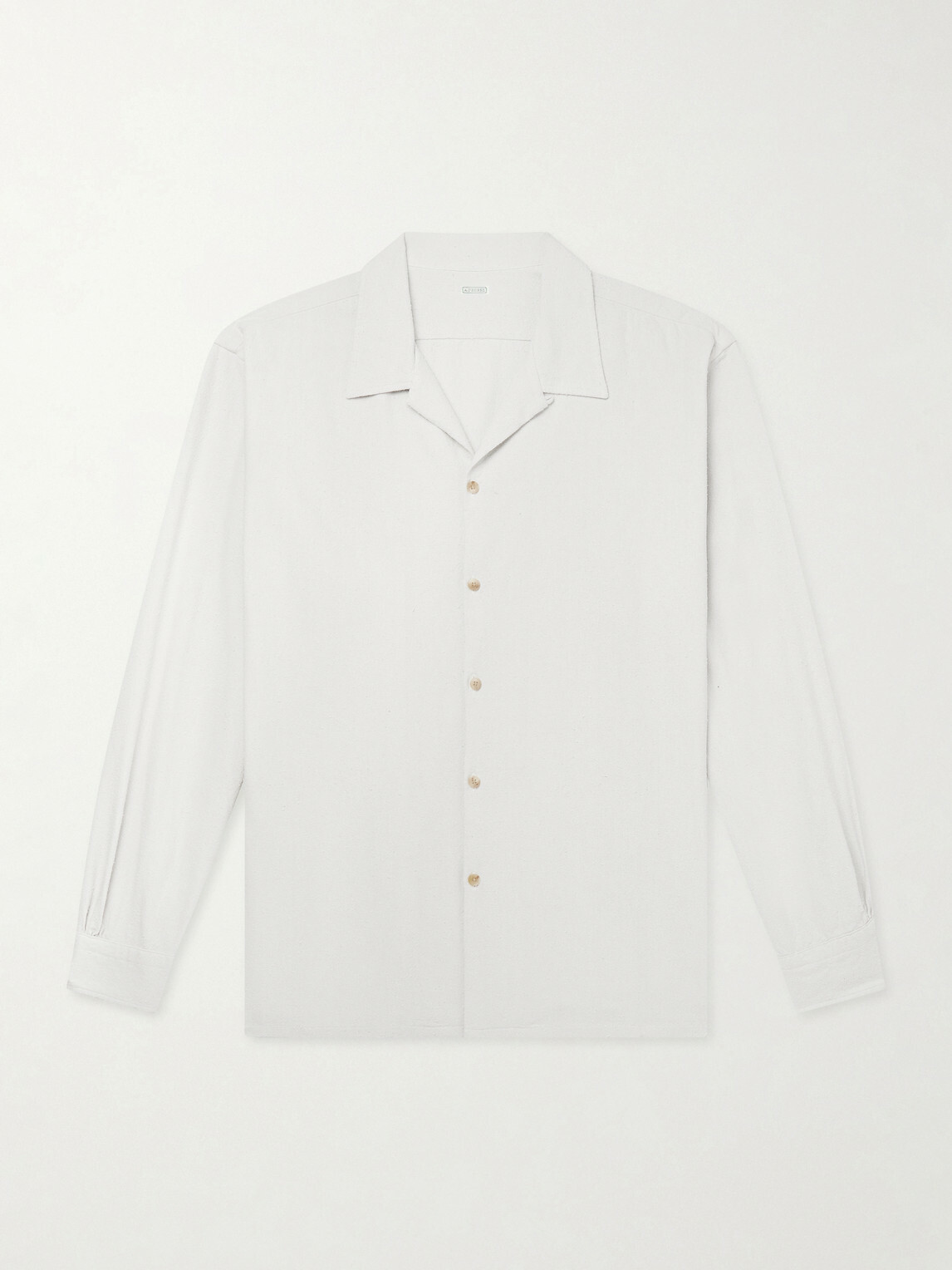A.PRESSE - Camp-Collar Silk Shirt - Neutrals