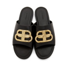 Balenciaga Black Oval BB Flat Sandals