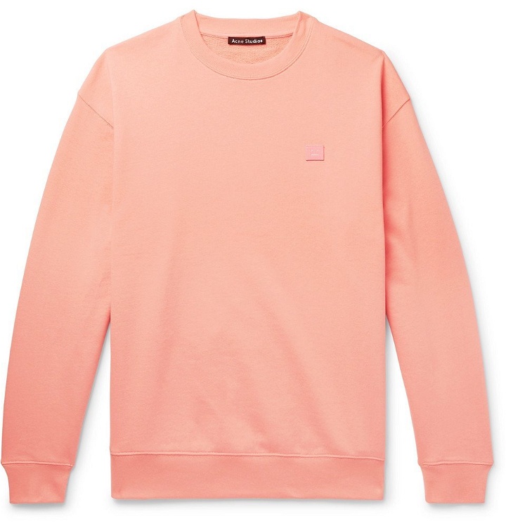 Photo: Acne Studios - Forba Logo-Appliquéd Loopback Cotton-Jersey Sweatshirt - Men - Pink