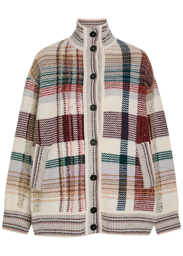 Photo: Missoni Checked Wool-blend Cardigan White And Red